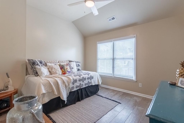 6426 Queens Court Trce Unit 7, Mableton, GA 30126 - bedroom with wood finished floors, vaulted ceiling, and ceiling fan