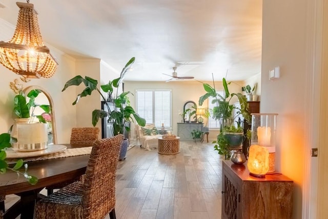 6426 Queens Court Trce Unit 7, Mableton, GA 30126 - dining space with wood finished floors, a chandelier, and ceiling fan