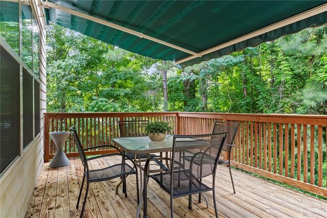 5440 Willow Oak Dr, Norcross, GA 30092 - wooden deck featuring outdoor dining space