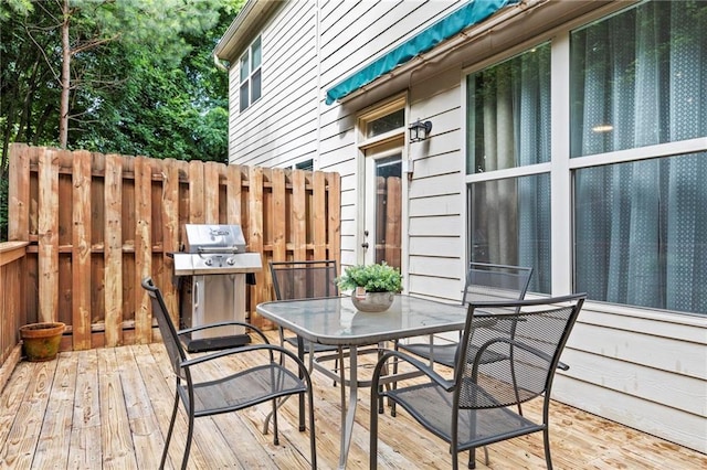 5440 Willow Oak Dr, Norcross, GA 30092 - wooden terrace with outdoor dining area and grilling area