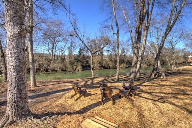 view of yard with a water view