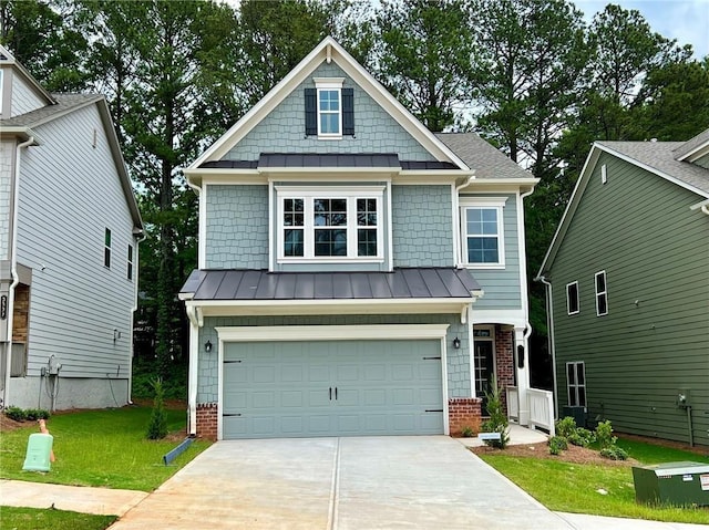 craftsman inspired home with a garage