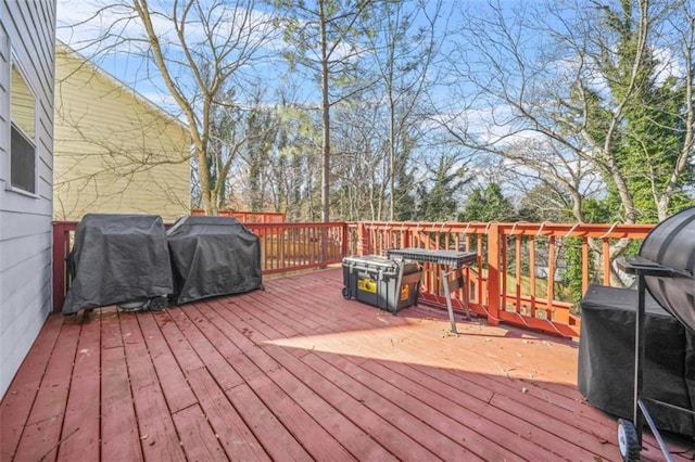 deck featuring area for grilling