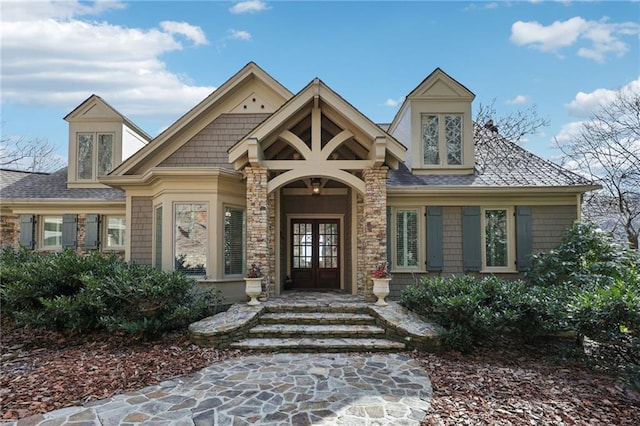 view of front of property featuring french doors