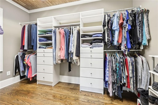 spacious closet featuring wood finished floors