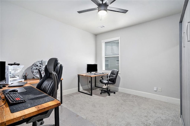 5696 Walnut Mill Ln, Powder Springs, GA 30127 - office with a ceiling fan and carpet floors