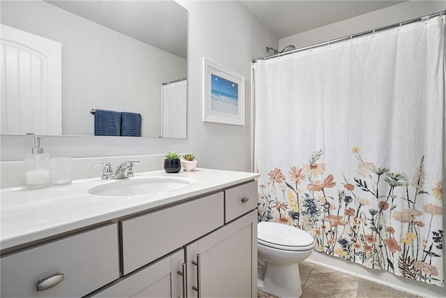 5696 Walnut Mill Ln, Powder Springs, GA 30127 - bathroom featuring vanity, tile patterned floors, and curtained shower