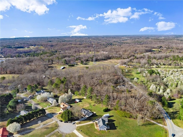 birds eye view of property with a view of trees