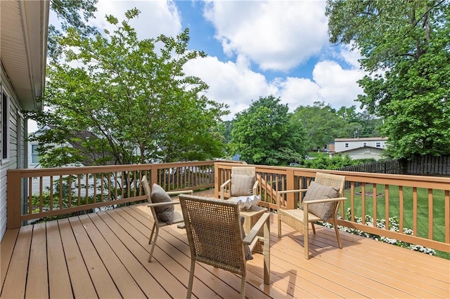 deck featuring fence