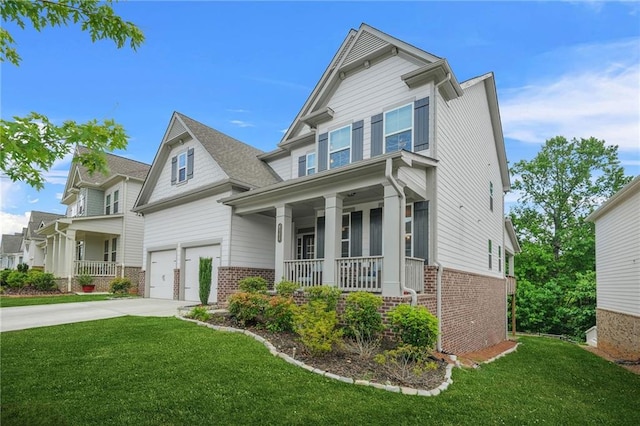 4110 Morgan Elizabeth Way, Cumming, GA 30041 - craftsman inspired home featuring a porch, brick siding, and a front lawn