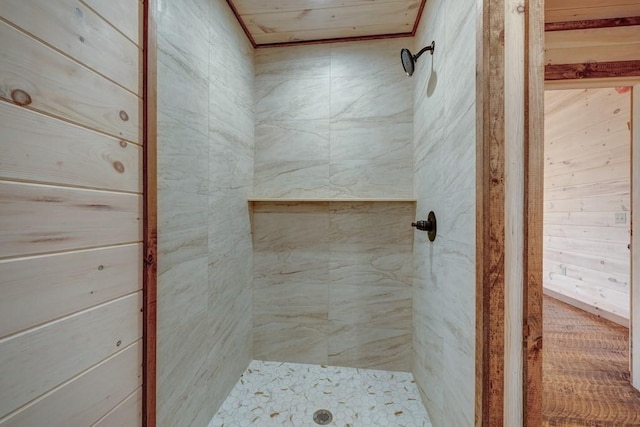 bathroom with a stall shower