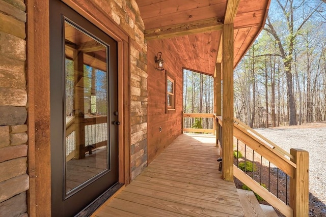 deck featuring covered porch