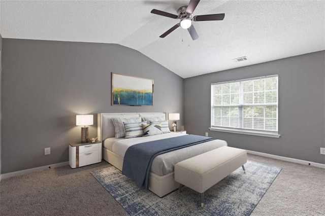 2183 Miranda Dr, Morrow, GA 30260 - bedroom featuring lofted ceiling, carpet floors, a textured ceiling, and a ceiling fan