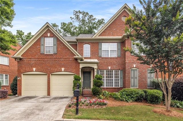 2132 Wrights Mill Cir NE, Atlanta, GA 30324 - colonial house with a garage, driveway, and brick siding