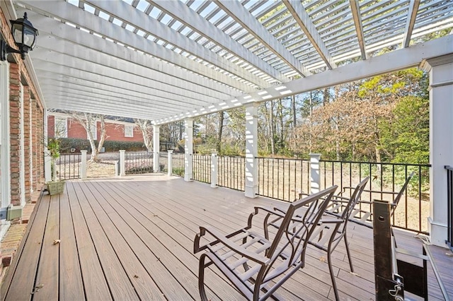 wooden terrace with a pergola