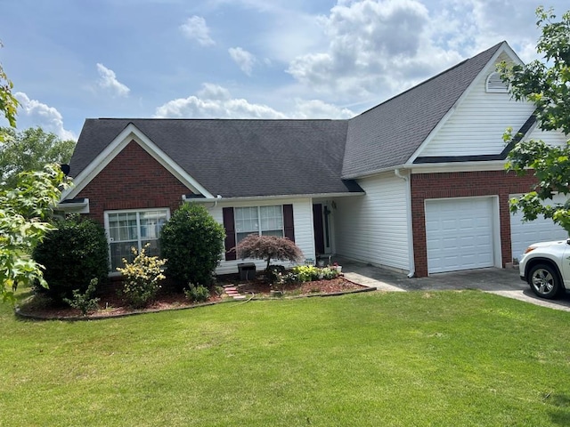 2256 Hansford Pass, Buford, GA 30519 - view of front of house featuring a garage, asphalt driveway, brick siding, and a front yard