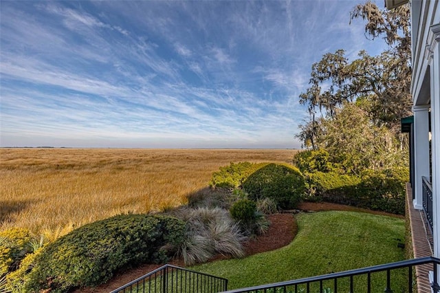 view of yard with a rural view