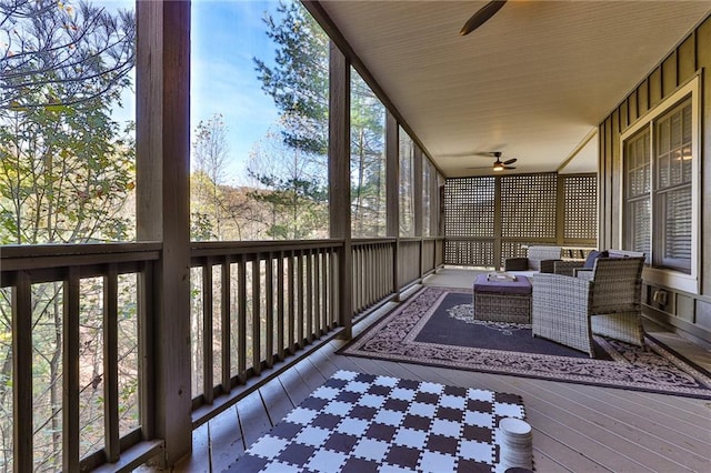 deck featuring ceiling fan