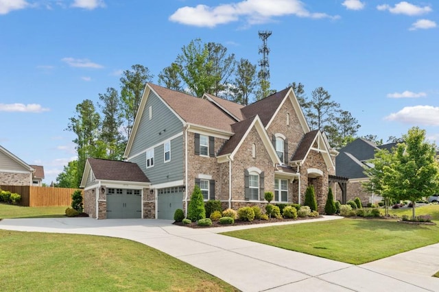 view of front of home featuring stone siding, concrete driveway, and an attached garage