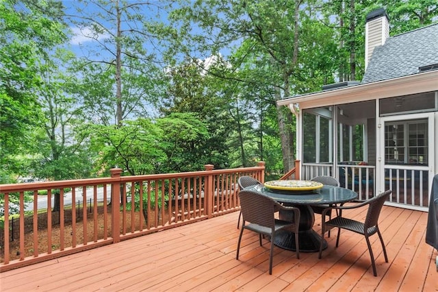 121 Clipper Bay Dr, Alpharetta, GA 30005 - deck featuring a sunroom and outdoor dining area