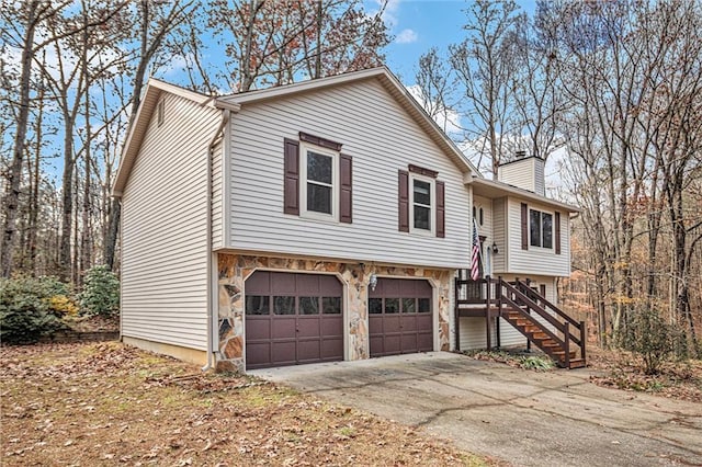 bi-level home with a garage