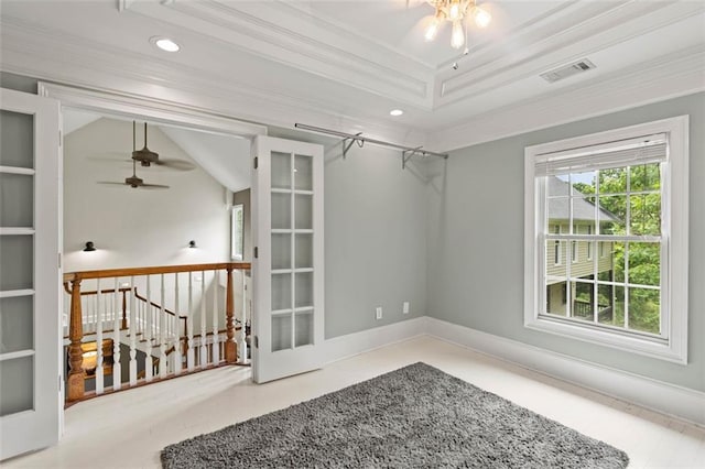 4337 Mountain View Rd, Oakwood, GA 30566 - empty room featuring ceiling fan, ornamental molding, and recessed lighting