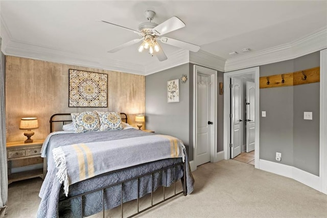 4337 Mountain View Rd, Oakwood, GA 30566 - bedroom featuring light colored carpet, ornamental molding, and ceiling fan