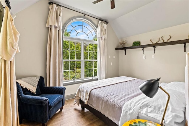 4337 Mountain View Rd, Oakwood, GA 30566 - bedroom with vaulted ceiling, hardwood / wood-style flooring, and ceiling fan