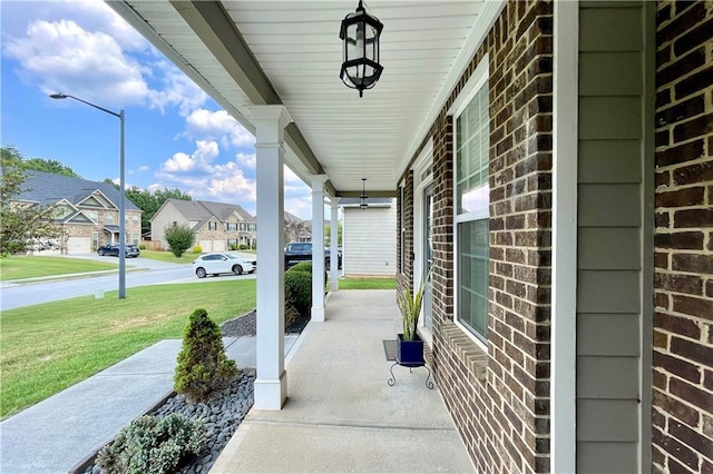 view of patio featuring a porch