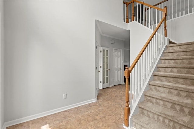 194 Lake Ruby Dr, Suwanee, GA 30024 - stairway with ornamental molding and baseboards
