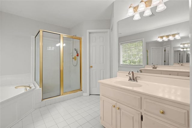 194 Lake Ruby Dr, Suwanee, GA 30024 - bathroom with vanity, tile patterned flooring, and a shower stall