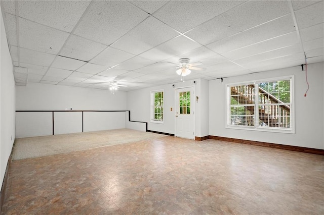 194 Lake Ruby Dr, Suwanee, GA 30024 - spare room with ceiling fan, a paneled ceiling, and baseboards