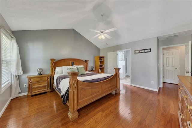 964 Natural Brook Trl, Lawrenceville, GA 30045 - bedroom featuring vaulted ceiling, wood finished floors, and ceiling fan