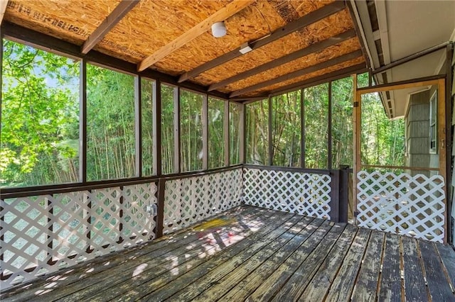 view of unfurnished sunroom