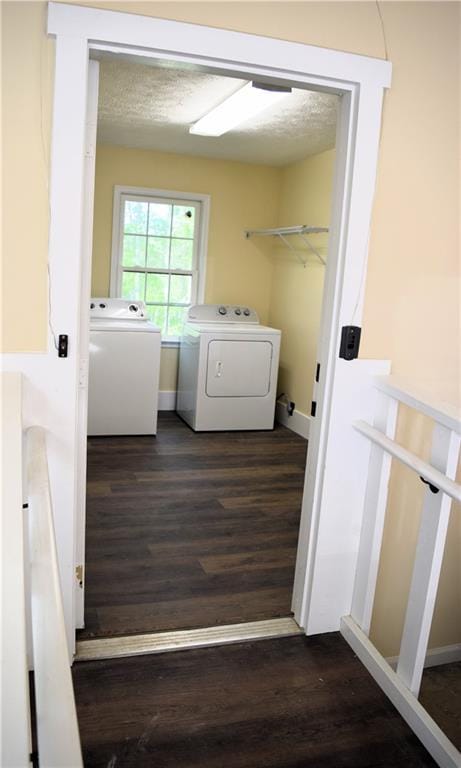 1521 Larkwood Dr, Canton, GA 30114 - laundry area with washer and clothes dryer, laundry area, and dark wood-style floors