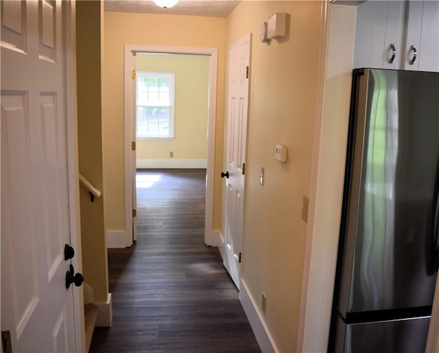 1521 Larkwood Dr, Canton, GA 30114 - hallway with baseboards and dark wood-style floors