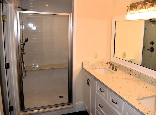 1521 Larkwood Dr, Canton, GA 30114 - full bathroom featuring a shower stall, double vanity, and a sink