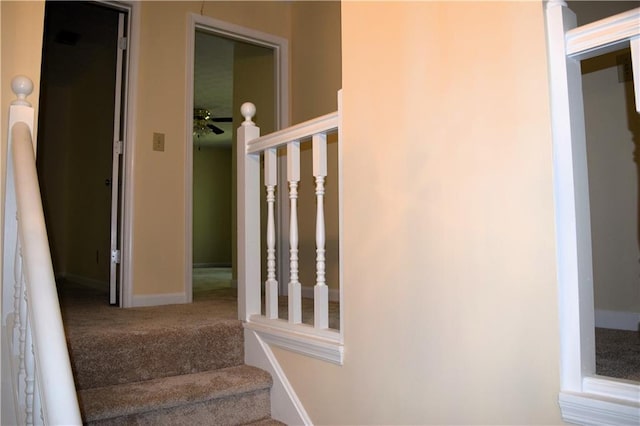 1521 Larkwood Dr, Canton, GA 30114 - staircase with baseboards and carpet floors