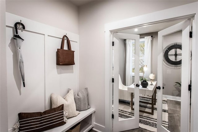 mudroom with french doors