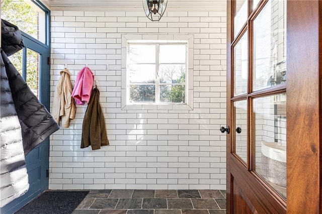 interior space with stone finish floor