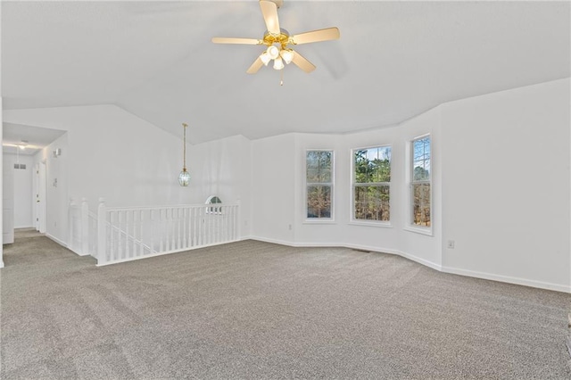 305 Bridgewater Ter, Canton, GA 30115 - spare room featuring carpet, ceiling fan, and lofted ceiling