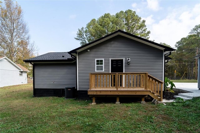 1912 Wax Rd, Aragon, GA 30113 - rear view of house with a deck, a yard, and central AC unit