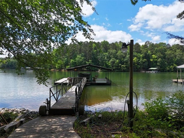 dock area featuring a water view