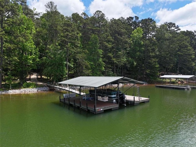 view of dock featuring a water view