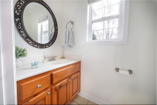 bathroom featuring tile patterned flooring and vanity