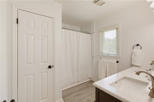 340 Monivea Ln, Roswell, GA 30075 - bathroom featuring double vanity, wood finished floors, and a textured ceiling