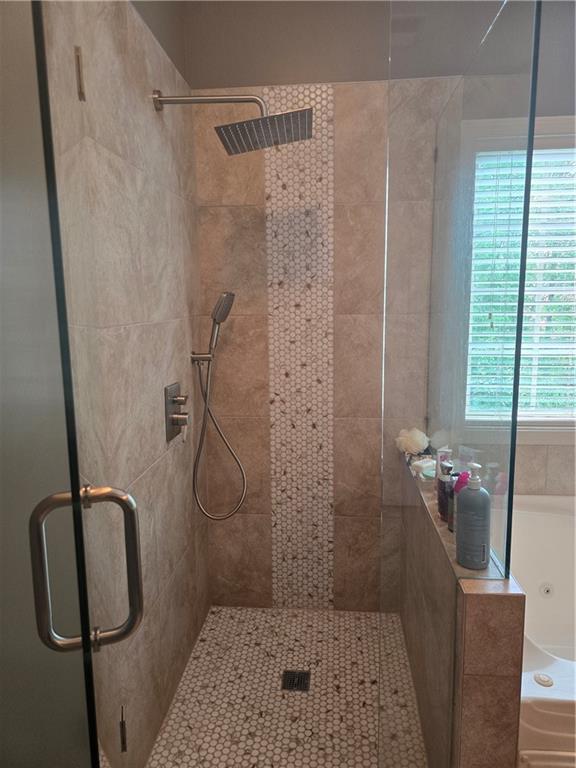 106 Trailside Way, Hiram, GA 30141 - bathroom featuring a shower stall and a whirlpool tub