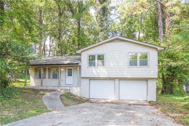 split level home with a garage