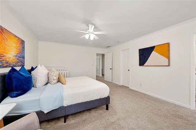 3714 Westbrooke Cir NE, Brookhaven, GA 30319 - carpeted bedroom with ornamental molding, baseboards, and ceiling fan