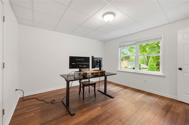 3714 Westbrooke Cir NE, Brookhaven, GA 30319 - office with wood finished floors, a paneled ceiling, and baseboards